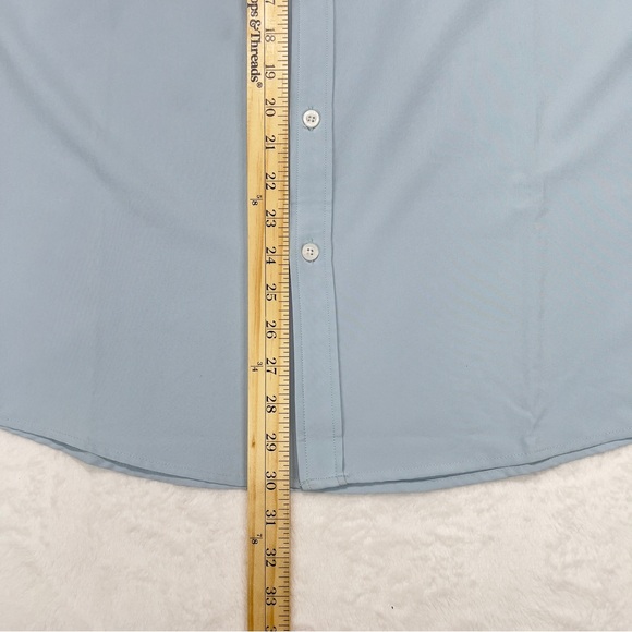Tam Ware Dress Shirt Men’s L Short Sleeve Stretch Button Down Casual Light Blue - Picture 8 of 10